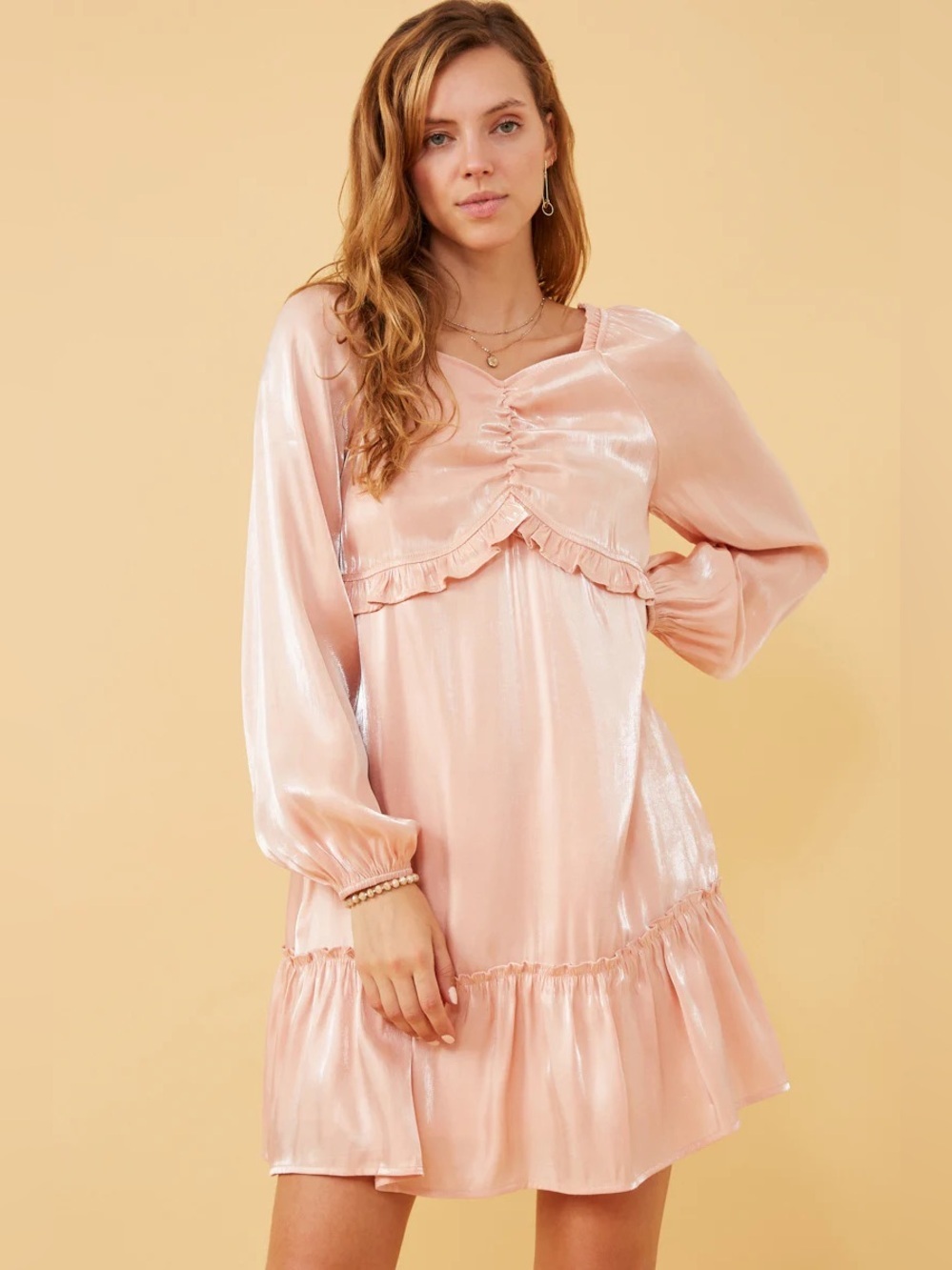 NWT Hayden Iridescent Ruffled Sweetheart Neck Dress Medium